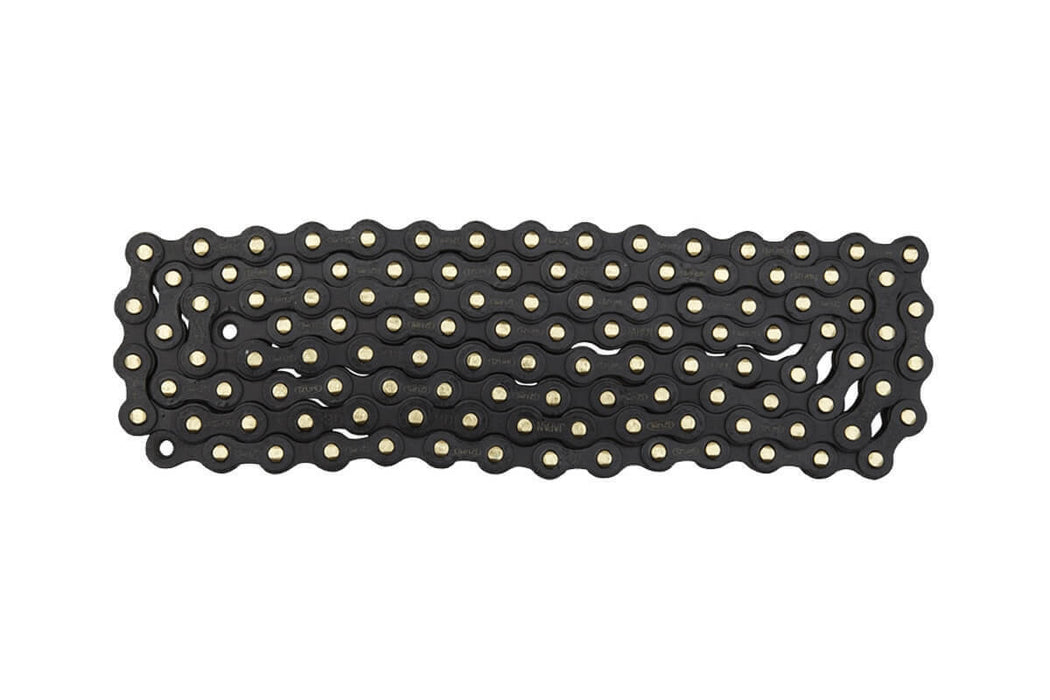 Izumi Jet Black Track Chain Single Speed 1/2x1/8x116Links Black with gold pins
