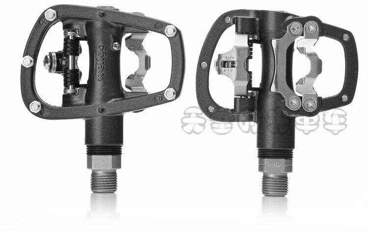 Wellgo R120B MTB Dual-Purpose Self-Locking Bicycle Pedals Alloy Pedal with Cleat