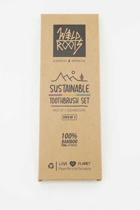 Bamboo Toothbrush Colour Set X3 Toothbrushes Wild Roots 